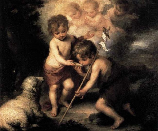 Infant Christ Offering a Drink of Water to St John, MURILLO, Bartolome Esteban